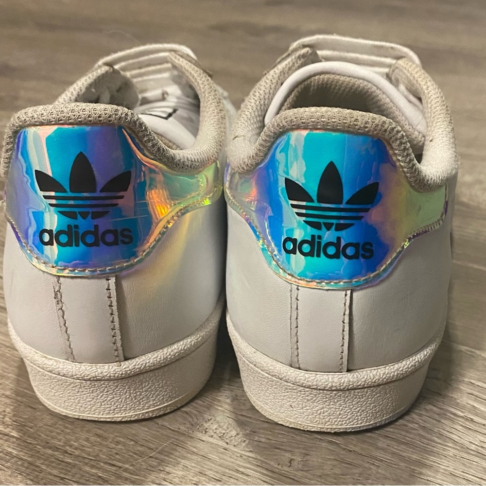 Adidas Superstar White Holographic Sneakers Shoes Size 5.5 AQ6278 - Picture 6 of 7
